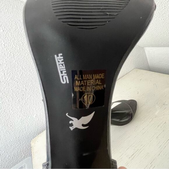 Shiekh black glitter open toe ultra high heel ankle strap 10 - Picture 11 of 12